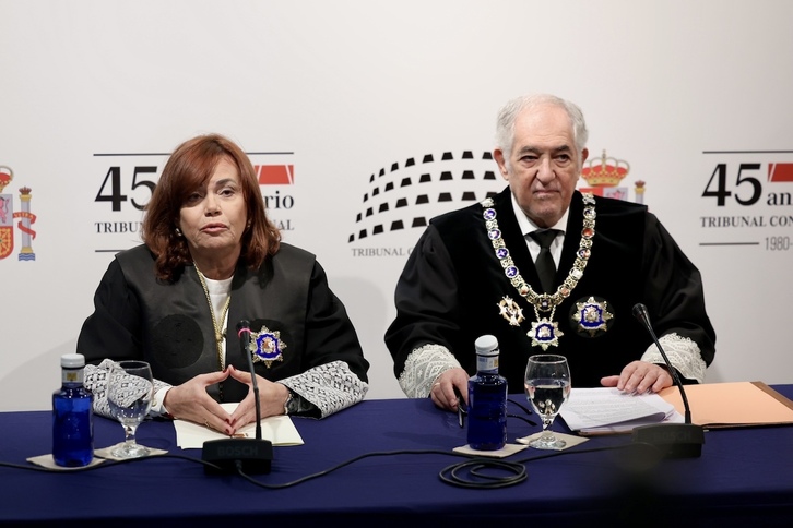 La vicepresidenta del TC, Inmaculada Montalbán, y el presidente del TC, Cándido Conde-Pumpido.