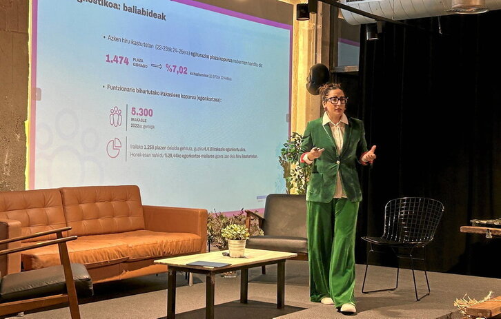 Begoña Pedrosa Hezkuntza sailburuak aurkeztu zuen atzo eskola publikoa eraldatzeko plana.