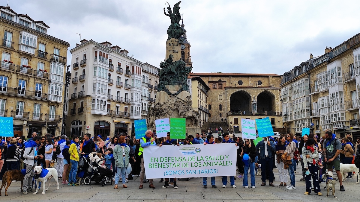 Concentración de veterinarios en Gasteiz. (NAIZ)