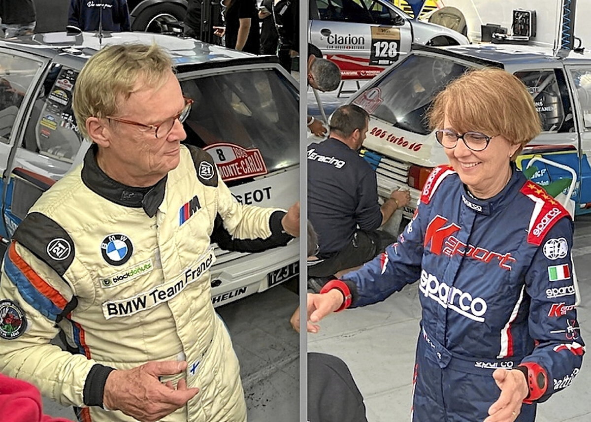 El finlandés Ari Vatanen y la italiana Fabrizia Pons se mostraron muy receptivos con los cientos de aficionados que se acercaron a fotografiarse con ellos.