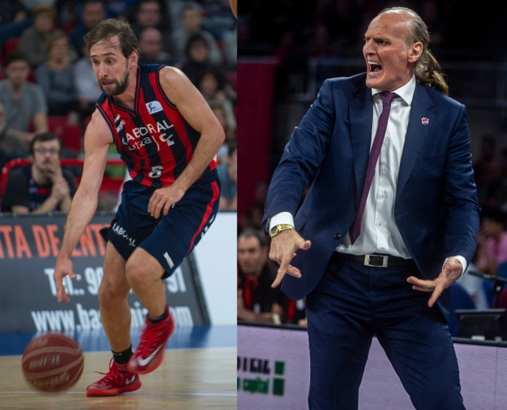 Poeta e Ivanovic, en sus épocas de jugador y entrenador en Gasteiz.