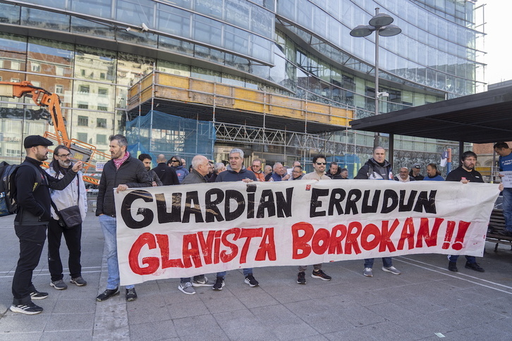 Concentración de los trabajadores de Glavista en enero de 2024.