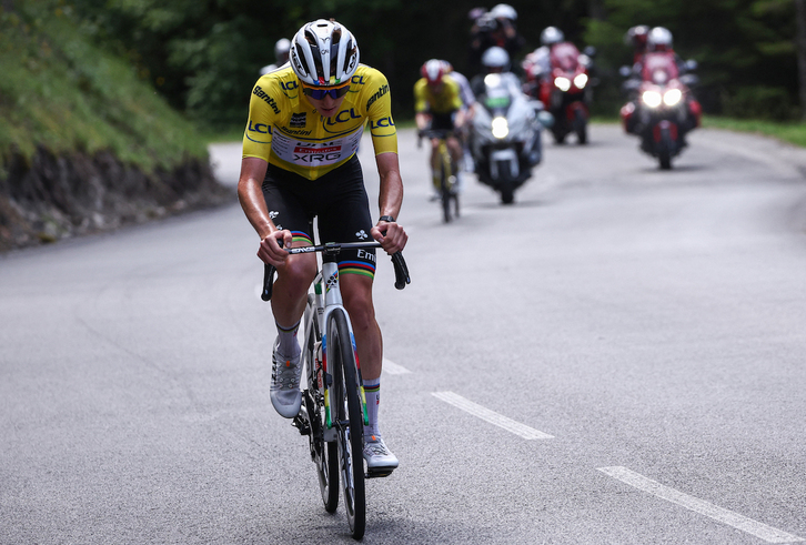 Momento en el que Pogacar se ha escapado de Vingegaard.