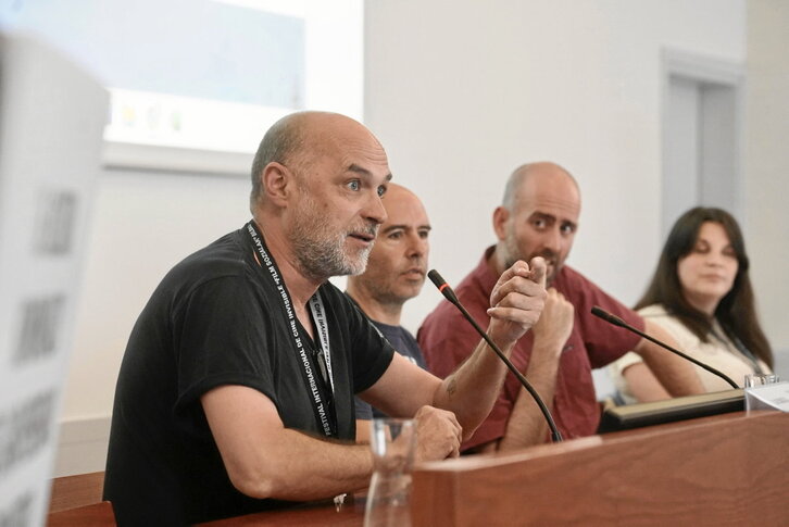 Intervención del antropólogo urbano Jose Mansilla, ayer en Bilbo.