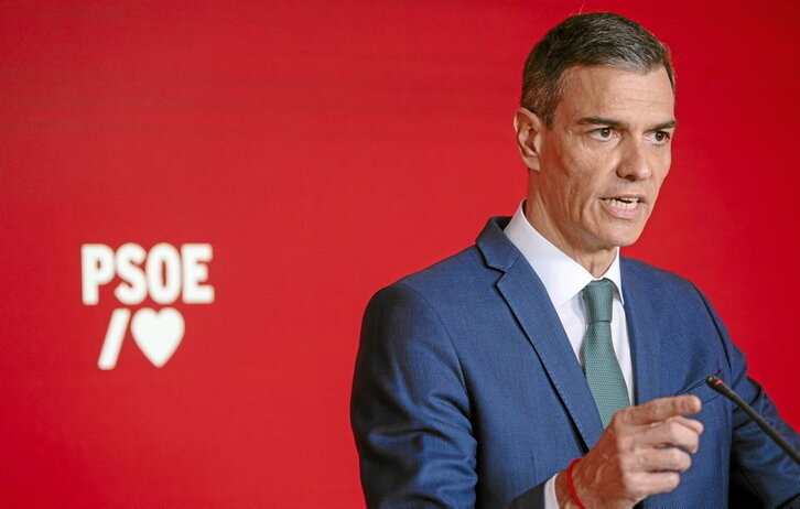 Pedro Sánchez en su intervención tras la reunión de la Ejecutiva Federal.