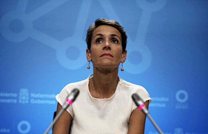 Maria Chivite lehendakaria, joan den astean egindako agerraldian.