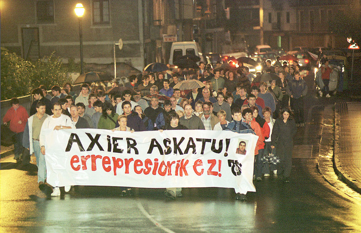 Asier Oiartzabalen askatasuna aldarrikatzeko Andoainen egindako mobilizaizo bat.