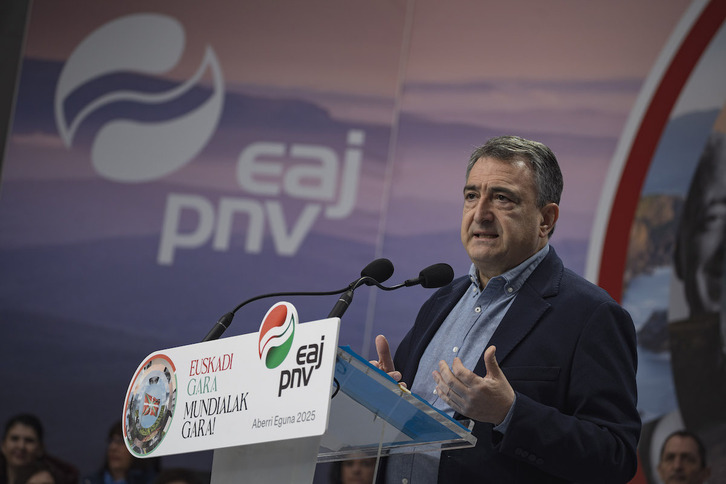 Aitor Esteban, en el Aberri Eguna celebrado por el PNV en Bilbo.