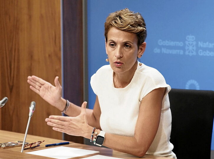 María Chivite, ante la prensa tras estallar el escándalo de Santos Cerdán.