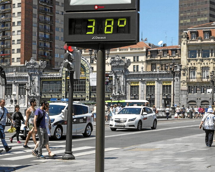 Tenperatura gora, Bilboko kaleetan.