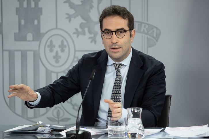 El ministro de Economía, Comercio y Empresa, Carlos Cuerpo, durante una rueda de prensa posterior a la reunión del Consejo de Ministros.