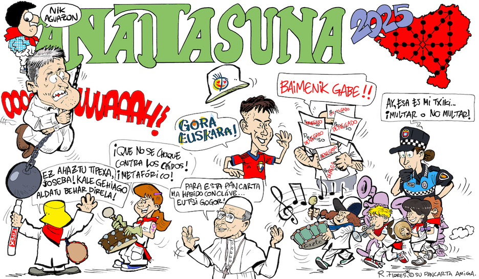 En Anaitasuna animan a peculiar Tarzán Asiron a acabar con los caídos, con una municipal que no sabe si mutar una txaranga de niños y hasta se ha hecho un hueco el papa León XIV. En Anaitasuna animan a peculiar Tarzán Asiron a acabar con los caídos, con una municipal que no sabe si mutar una txaranga de niños y hasta se ha hecho un hueco el papa León XIV.