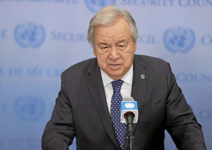 Antonio Guterres NBEren ordezkari nagusia.
