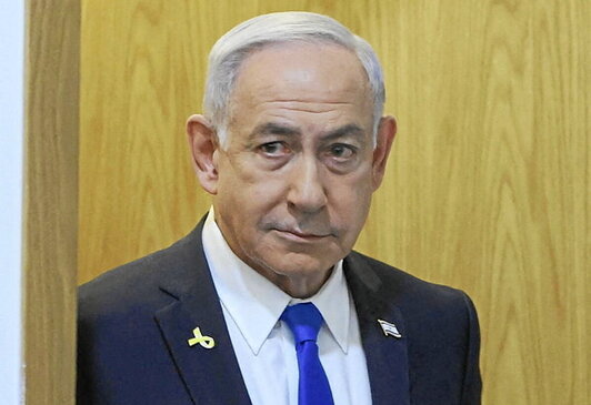 Imagen de Netanyahu en otro jucio en Tel Aviv.