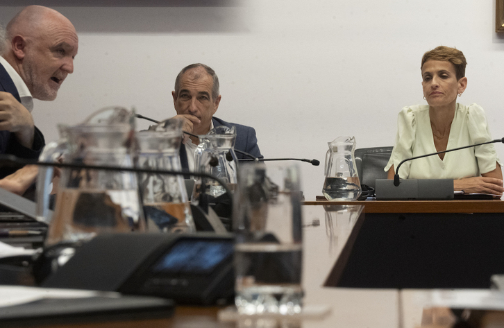 Un momento de la comparecencia de Chivite en el Parlamento.