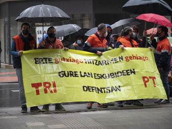 Protesta de trabajadores de Tubos Reunidos ante otro ERTE anterior en 2021.