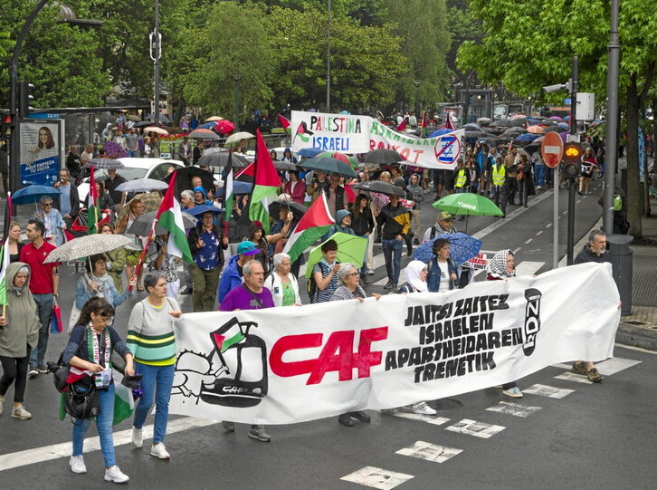 Manifestación contra el proyecto de CAF en Jerusalén.