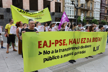 Concentración de LAB, este martes ante Sabin Etxea.