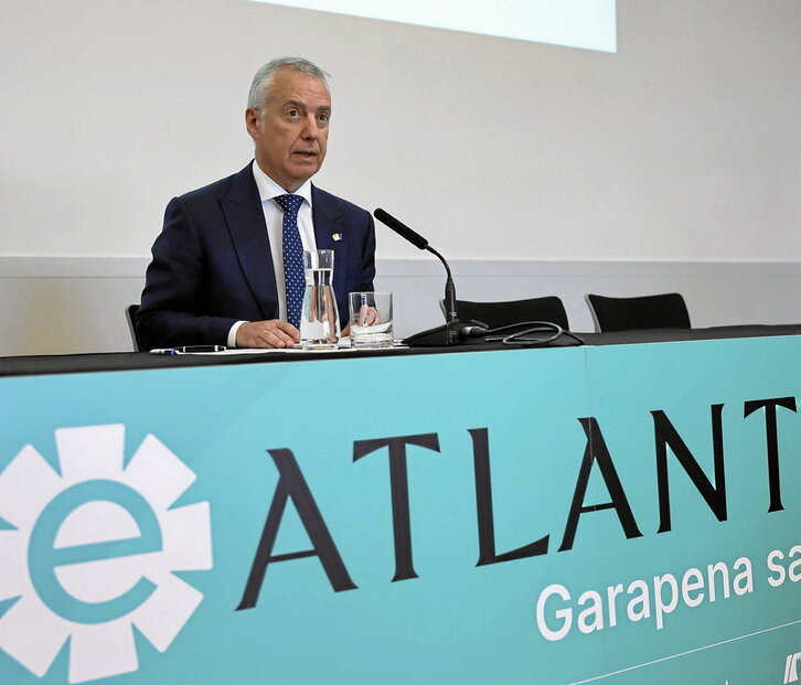 Iñigo Urkullu, en la presentación de su Fundación eAtlantic en Bilbo.