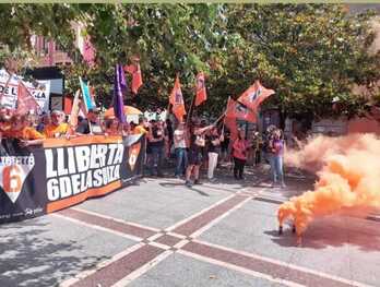 Movilización reciente de apoyo a las condenadas en Xixón.