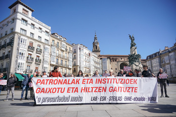 Imagen de archivo de una concentración contra la siniestralidad laboral celebrada en Gasteiz.