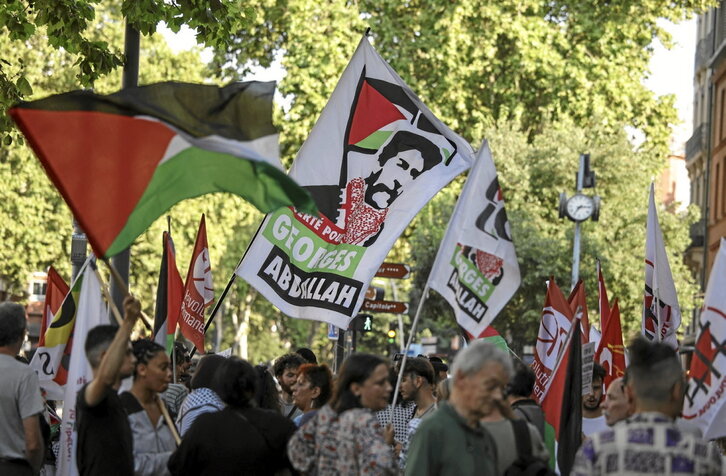 Movilización para reclamar la libertad de Georges Abdallah, el lunes en Toulouse.