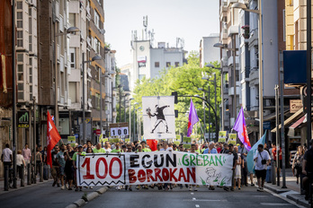 Manifestación celebrada el pasado 4 de julio con motivo de los 100 días en huelga.