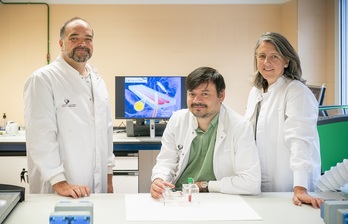 Fernando Benito, Pablo Guevara eta Lurdes Basabe ikertzaileak.