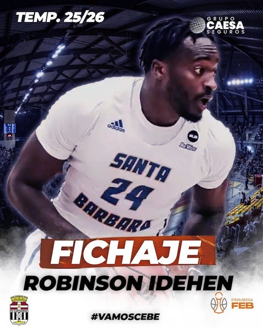 Imagen de presentación del pívot de Tutera Robinson Idehen como nuevo jugador del CB Cartagena.