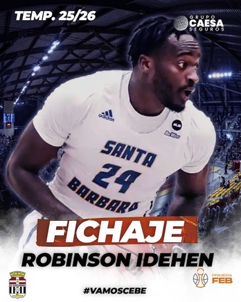 Imagen de presentación del pívot de Tutera Robinson Idehen como nuevo jugador del CB Cartagena.