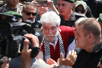 Georges Abdallah, a su llegada al aeropuerto de Beirut, donde ha sido recibido.