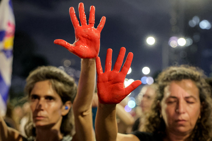 Movilización en Tel Aviv contra el fin de los ataques, este pasado sábado.