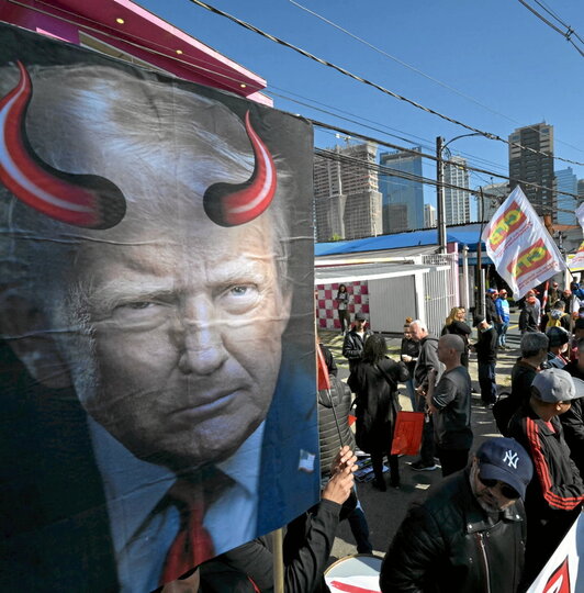 Reciente protesta en Sao Paolo, junto al consulado estadounidense, contra los aranceles propuestos por Trump.