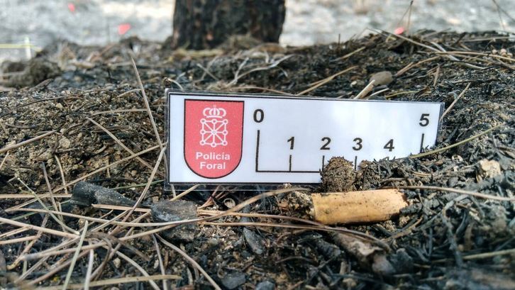 Colilla hallada por la Policía Foral tras desatar un gran incendio junto a Tafalla en 2016.