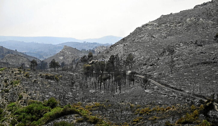 Una de las zonas calcinadas en el departamento de Aude, al sur del Estado francés.