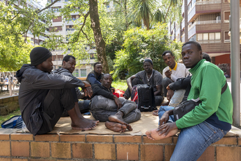 Algunos de los malienses, este mismo jueves en Amara Berri.