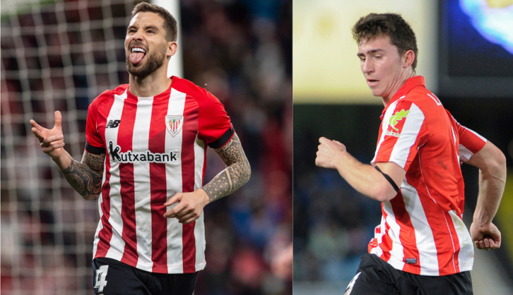 Iñigo Martínez y Aymeric Laporte, en sus etapas en el Athletic.