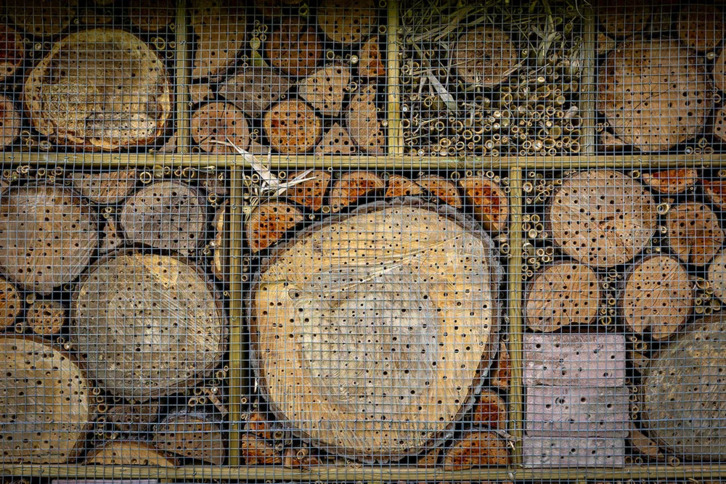 Los hoteles para insectos están compuestos por materiales atractivos para las diferentes especies.