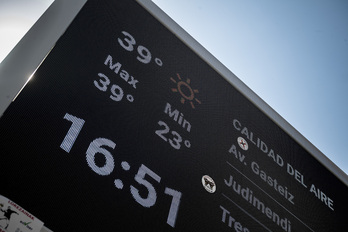 Este panel constata la mala calidad del aire estos días en Gasteiz.