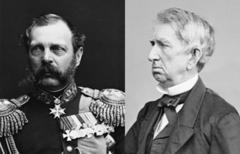 El zar ruso Alejandro II y el secretario de Estado estadounidense William Henry Seward, protagonistas de esta compraventa.