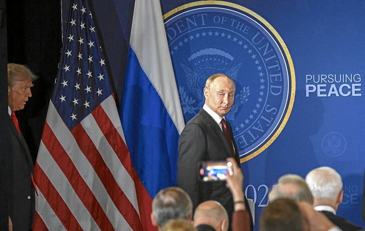 El ministro de Exteriores ruso, Sergei Lavrov, y el secretario de Estado de EEUU, Marco Rubio, antes de la conferencia de prensa.