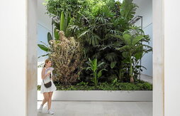 Bisitariek «Biosferak eraikitzen» izeneko Belgikako pabiloia bisitatzen dute, Flandriako Arkitektura Institutuak enkargatua eta Bas Smets eta Stefano Mancusok komisariatua.