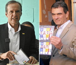 Jorge «Tuto» Quiroga Ramírez (ezkerrean) eta Rodrigo Paz (eskuinean).