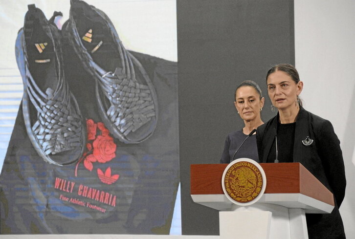 La presidenta mexicana, Claudia Sheinbaum, en la comparecencia sobre las huaraches.