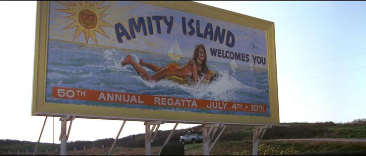 Cartel de de la comunidad costera de Amity Island.