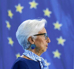 Christine Lagarde, presidenta del BCE, en una rueda de prensa anterior.