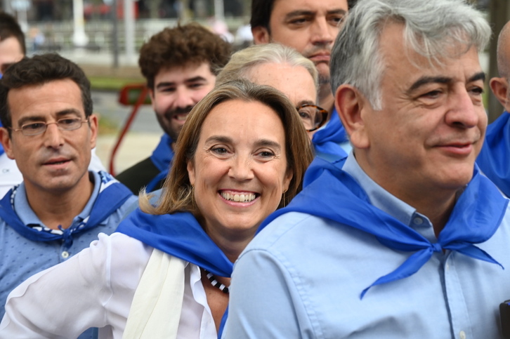 Cuca Gamarra y Javier de Andrés, dirigentes del PP, este viernes en Bilbo.
