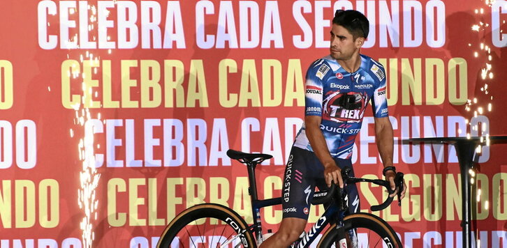 Mikel Landa en la presentación de Turín, donde fue realista sobre sus aspiraciones.