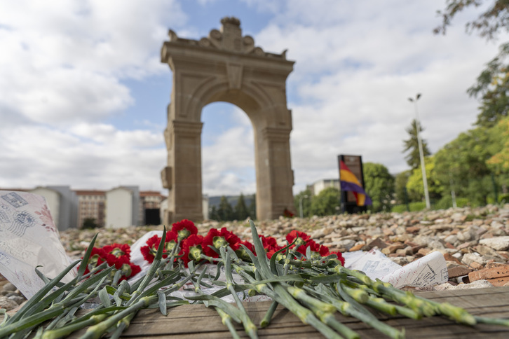 Homenaje celebrado este viernes en la antigua cárcel de Iruñea. 