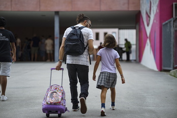 Una fotografía de archivo de la vuelta al ‘cole’ en Leioa.